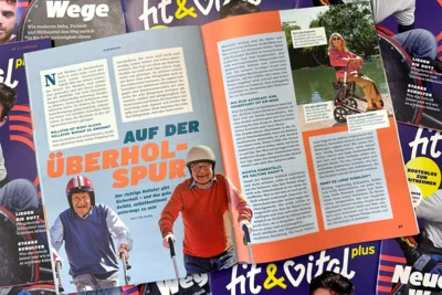 Abbildung des Artikels zum Thema Rollator im fit & vital plus Kundenmagazin