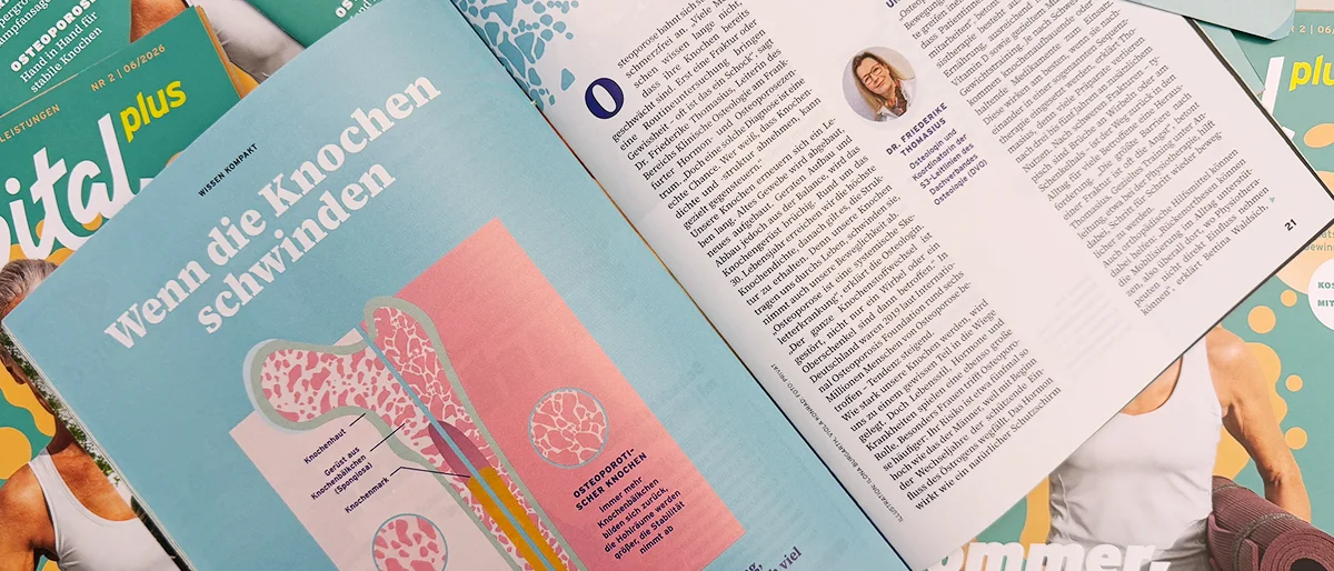 Abbildung des aufgeschlagenen Kundenmagazins fit & vital plus