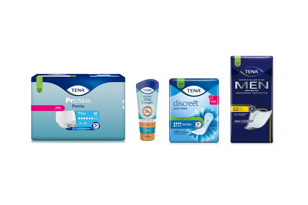 Abbildung von Produkten der Marke TENA